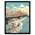 thumbnail image 1 of Brighton Beach Pier and Sandy Summer Scene Art Print Framed Poster Wall Decor 12x16 inch, 1 of 5