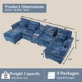 thumbnail image 3 of Wiilayok 133" U Shaped Cloud Couch Modular Sectional Couches for Living Room Fluffy Chenille Deep Seat Sofa Set with Double Chaise Lounge, Storage Central Console, Cup Holders, USB Port, Dark Blue, 3 of 9