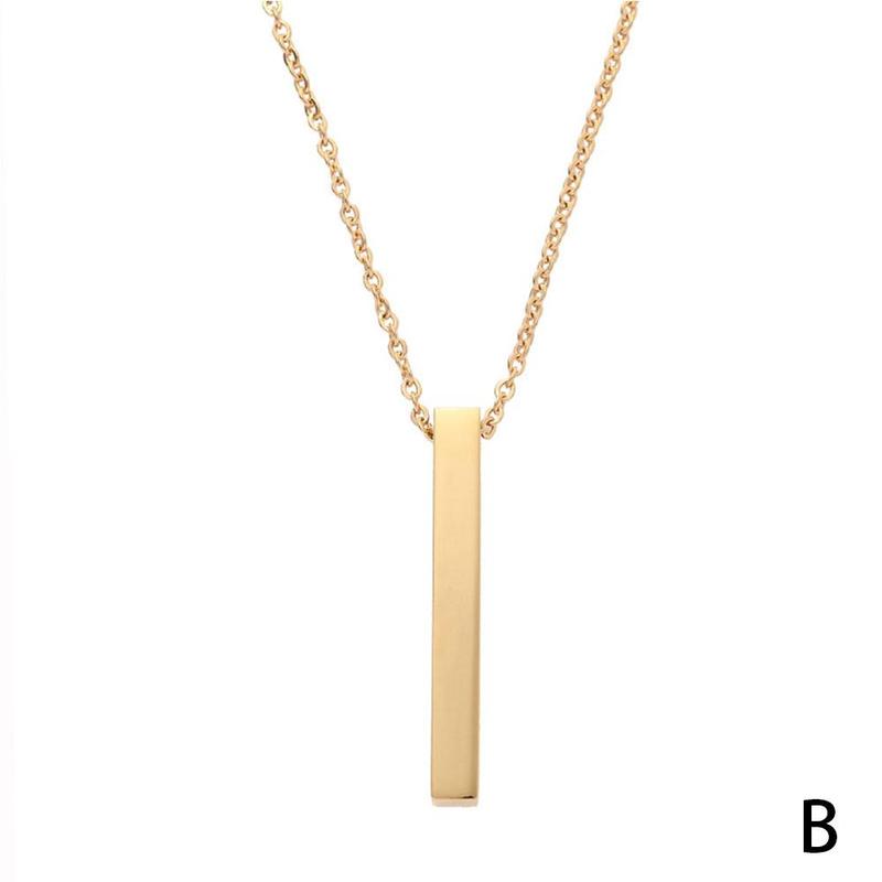Vertical Bar Pendant Necklace for Men and Women Punk Retro Long Chain