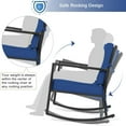 thumbnail image 6 of YEXJ Wicker Rocking Chair, Outdoor Patio Glider Chair with Heavy-Duty Frame, Thick Cushion, Rattan Rocking Chair for Backyard Garden Porch-Navy, 6 of 15