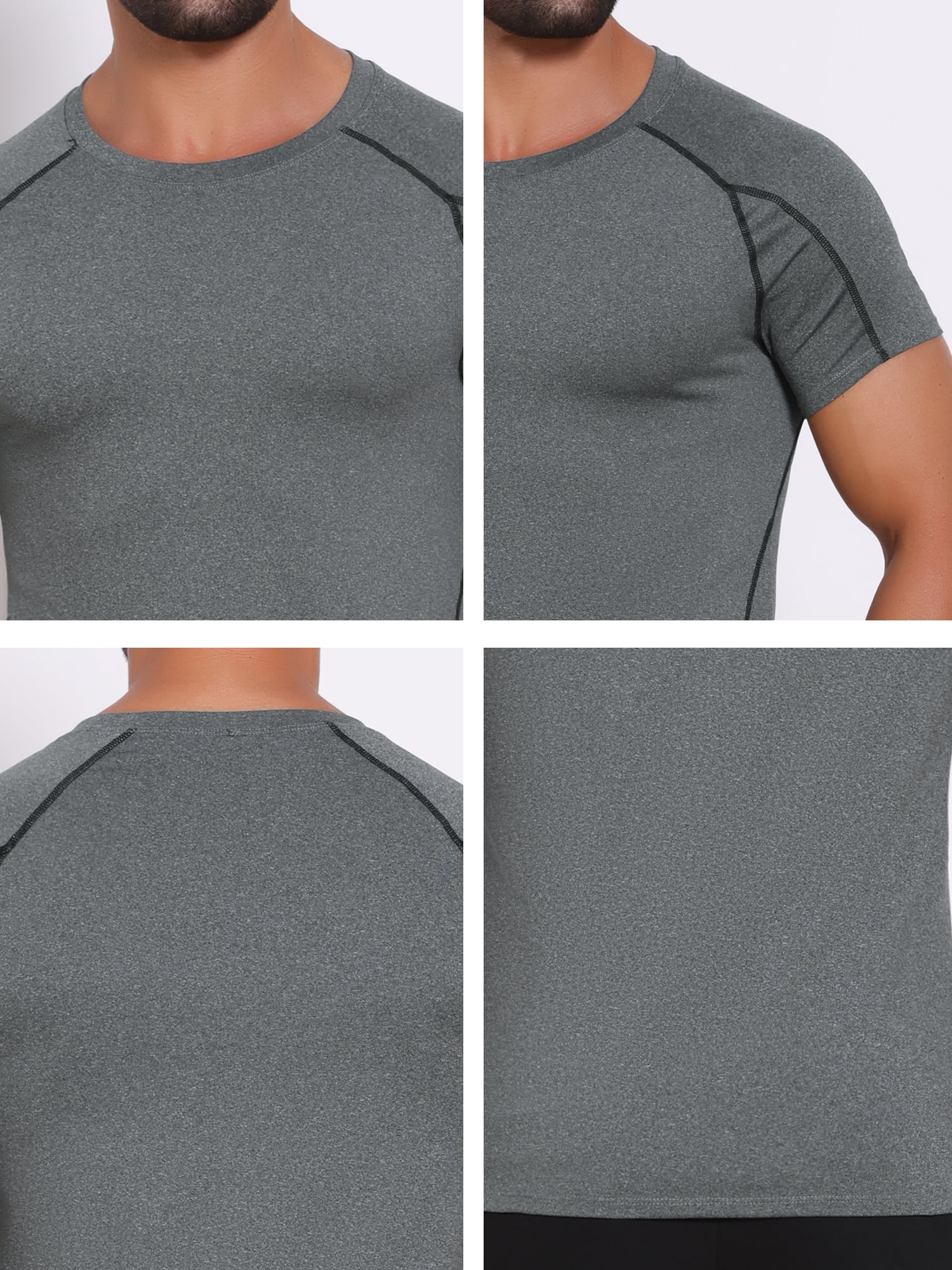 DARING DIVA Men's Workout Stretch Crew Neck Short Sleeve T-Shirt XL Gray