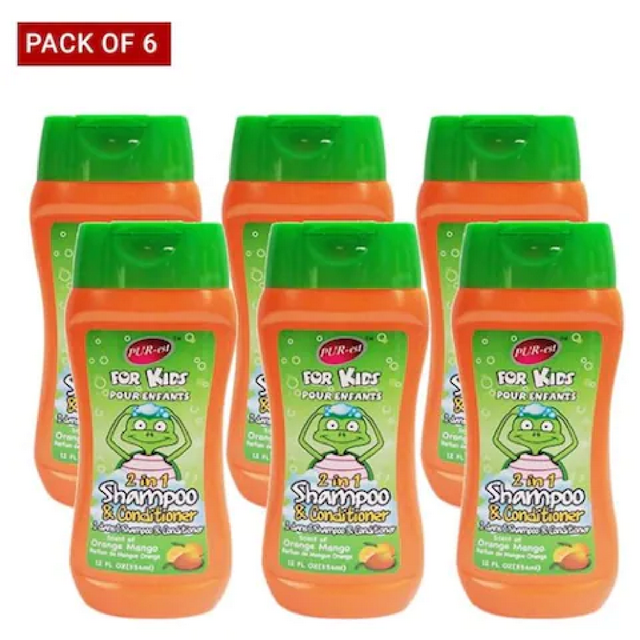 Champú y Acondicionador 2 en 1 Purest Kids Mango de Naranja 354 ml Paquete de 6