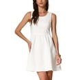 thumbnail image 4 of INSPIRE CHIC Women's Summer Sleeveless Back Bow Flowy Skater A-Line Mini Dress XS White, 4 of 6