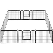 Renwick 12 Panels Heavy Duty Dog Playpen Pet Exercise Fence Black