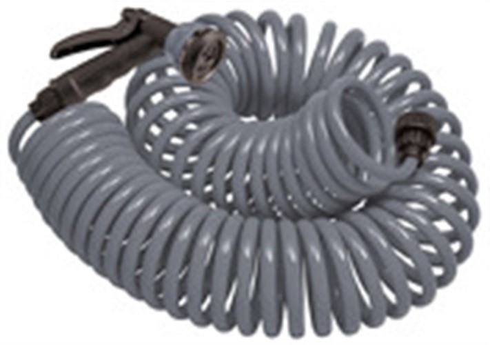 Orbit 50 Foot Gray Coil Garden Hose with ABS Threads and 8 Spray