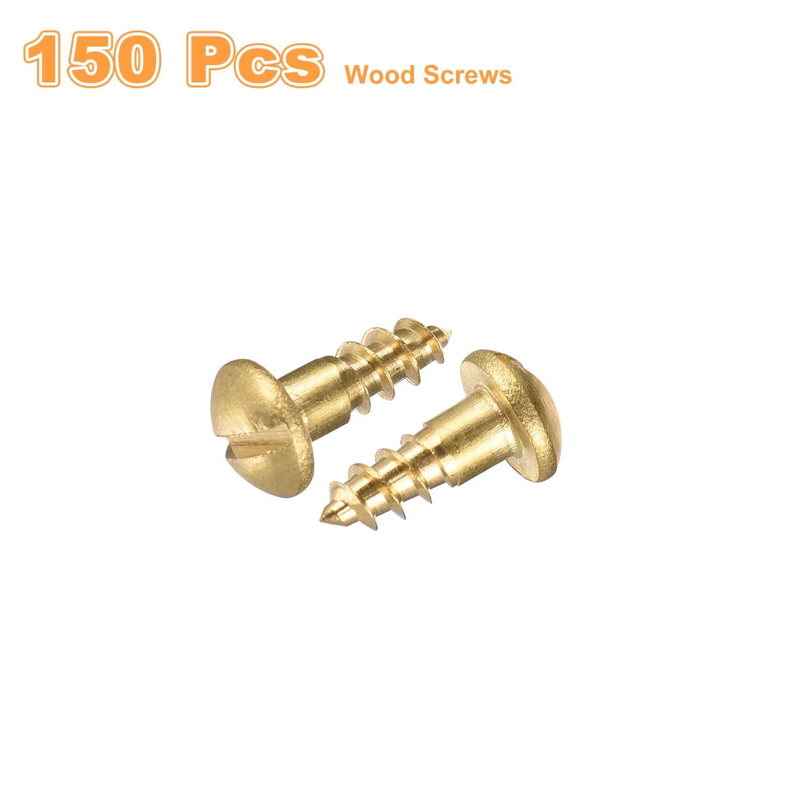 Wood Screws M3.5 x 12mm Slotted Round Head Copper Self-Tapping Screw 150 Pcs