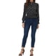 thumbnail image 2 of INSPIRAR CHIC Blusa Casual de Manga Lámpara con Estampado Floral y Cuello en V para Mujeres M Negros, 2 of 6