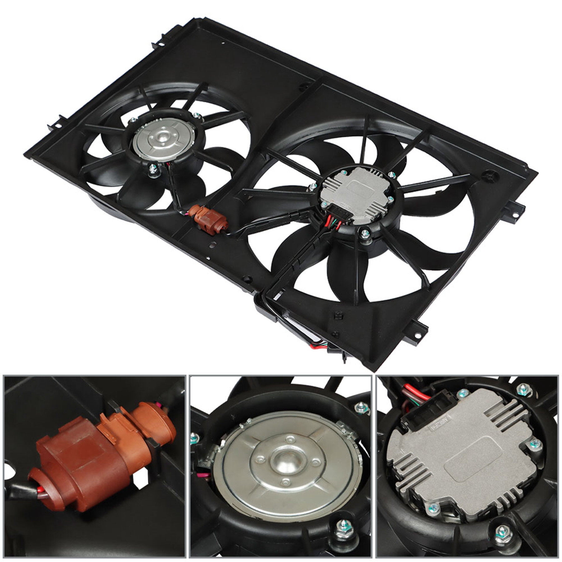 Car Radiator Cooling Fan Assembly Replacement for 2005-2013 Jetta 2010-2013 Golf 2012-2013 Passat 620-805 1K0959455ET, 1K0959455FR, VW3120100 621490