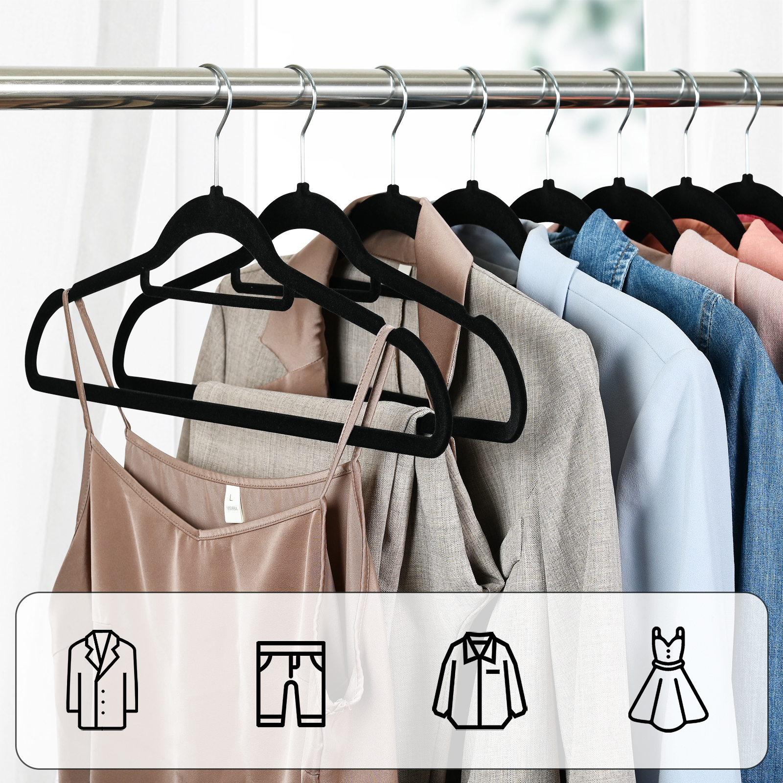 Ollieroo Premium Velvet Hangers, 50 Pack Black photo 3