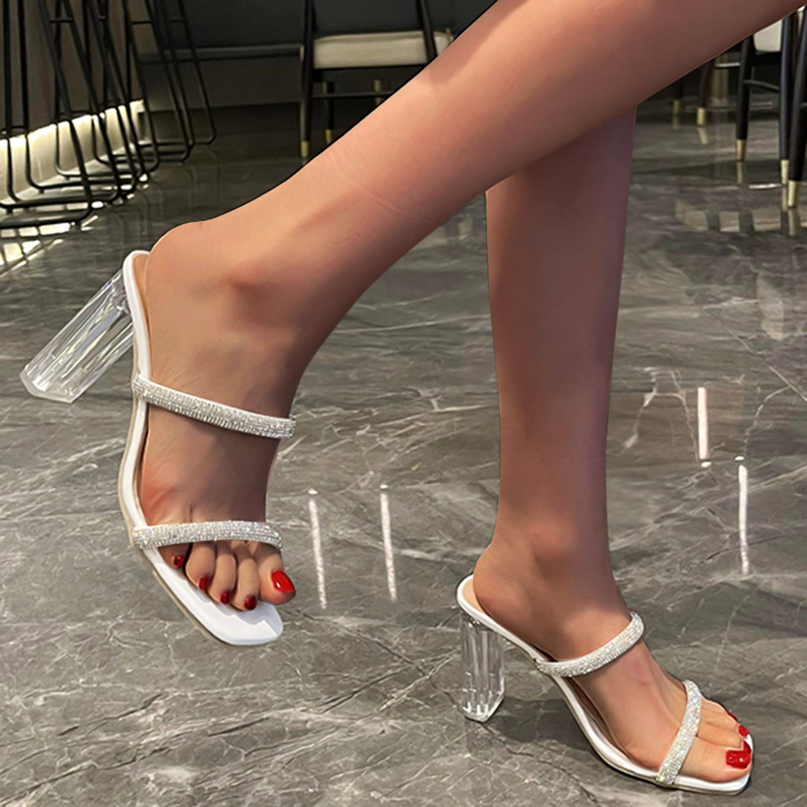 Flirt01 Lucite Mule Heel Sandals - Womens Transparent Backless Open Toe  Shoes - ShopperBoard