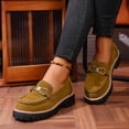 thumbnail image 6 of WHLBF Womens Shoes Round-Toe Thick-Heeled Casual Large-Size Frosted British Style Thick-Soled Loafers Size 7, 6 of 8