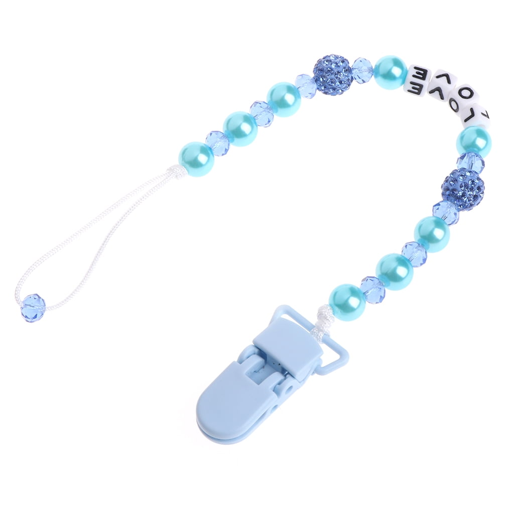 Lovely Baby Pacifier Clips Crystal Soother Chain Dummy Leash Strap Nipple Gift 