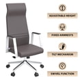 thumbnail image 4 of LeisureMod Aleen Modern High-Back Office Chair in Upholstered Leather and Iron Frame with Swivel and Tilt (Grey), 4 of 8