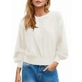 thumbnail image 1 of Chandail à Col Rond Boutonné pour Femmes Automne Manches Longues Henley Chemises Tendance Chandail Ample Blanc TTG, 1 of 8
