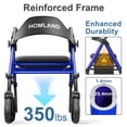 thumbnail image 2 of Andadores HOMLAND para personas mayores con asiento, andador plegable con ruedas, marco de aluminio reforzado, ruedas grandes de goma de 20 cm para todo terreno, andador ligero con ruedas y altura aju, 2 of 5