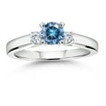 thumbnail image 4 of Gem Stone King 925 Sterling Silver Persian Blue Moissanite and White Lab Grown Diamond 3-Stone Engagement Ring for Women (0.63 Cttw, Gemstone Birthstone, Size 6), 4 of 4
