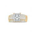 thumbnail image 2 of 10kt Yellow Gold Round Diamond Rectangle Cluster Bridal Wedding Engagement Ring 7/8 Cttw, 2 of 4