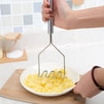 thumbnail image 2 of Triturador de patatas, triturador de cocina de acero inoxidable, 25 cm, triturador de verduras con mango ovalado, triturador de verduras, puré de papas, prensa de papas, ayudantes de cocina Xemadio LKX-0296, 2 of 5