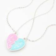 Claire's Big Sis Little Sis Split Heart Necklaces for Sisters - Set of 2 Thoughtful and Special Sister Necklace Gifts from Sister, Pink & Blue