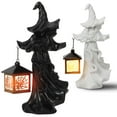 thumbnail image 2 of BadPiggies Cracker Barrel Ghost Witch Messenger with LED Lantern Ghost Statue Ornament Halloween Decorations (Black), 2 of 8