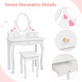 thumbnail image 5 of Zimtown Kids Vanity Princess Dressing Table and Stool Set with Mirror,White, 5 of 8