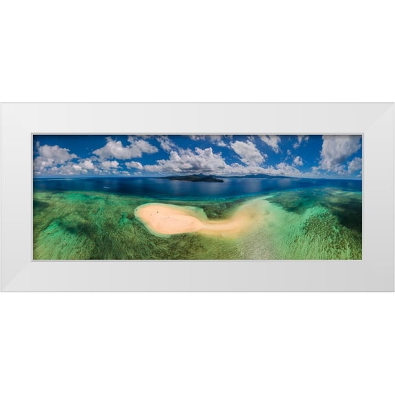 Gabriel, Barathieu 14x8 White Modern Wood Framed Museum Art Print Titled - Aerial panoramic view from SazilAc