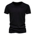 thumbnail image 1 of adviicd T-Shirts pour Hommes Col Rond Décontracté Ajusté Basique Léger Pull T-Shirt Noir,L, 1 of 2