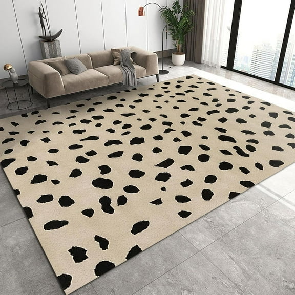 Black Brown Irregular Spots Area Rug, Modern Abstract Minimalism Large Area Carpet, Soft Non-Slip Washable Light Weight for Living Room Bedroom Dining Room Office Hallway Decor 2x3ft