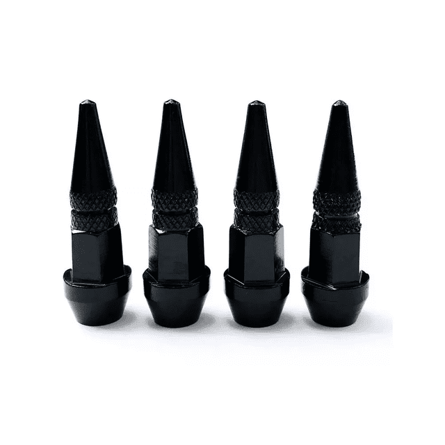 4pzs Picos Pivote Cubre Válvula Alumini 4.5cm Auto Moto Bici Negro