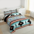 thumbnail image 3 of Feelyou Tribal Aztec Adult Bedding Comforter Set, Grey Cyan Triangle Geometric Twin Comforter Sets, Hippie Sheep Skeleton Reversible Bedding Set, Luxury Bedroom Decor, 2 Pieces, 3 of 8