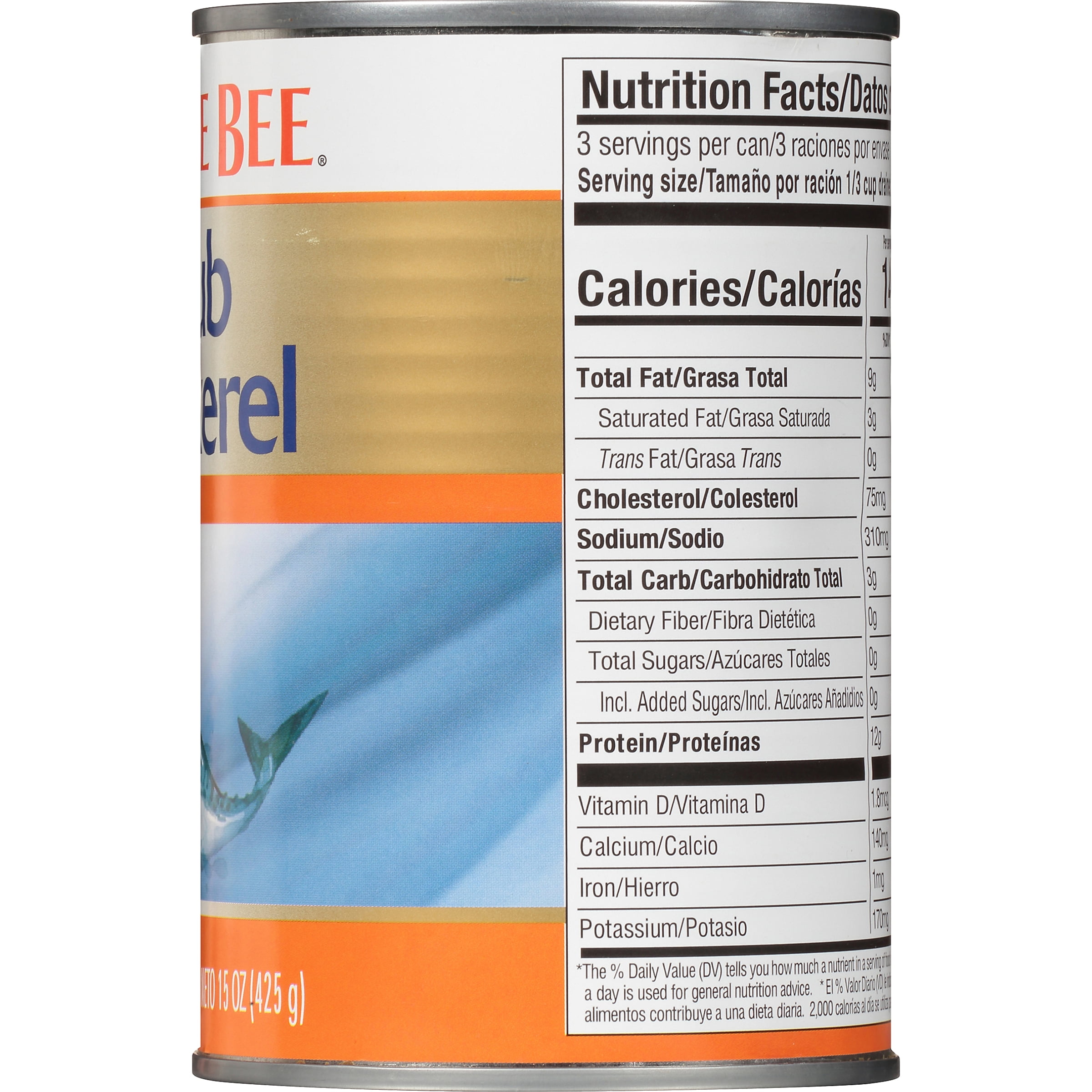 (2 pack) Bumble Bee Chub Mackerel, Wild Caught, Gluten Free, Shelf Stable Can, 15 oz