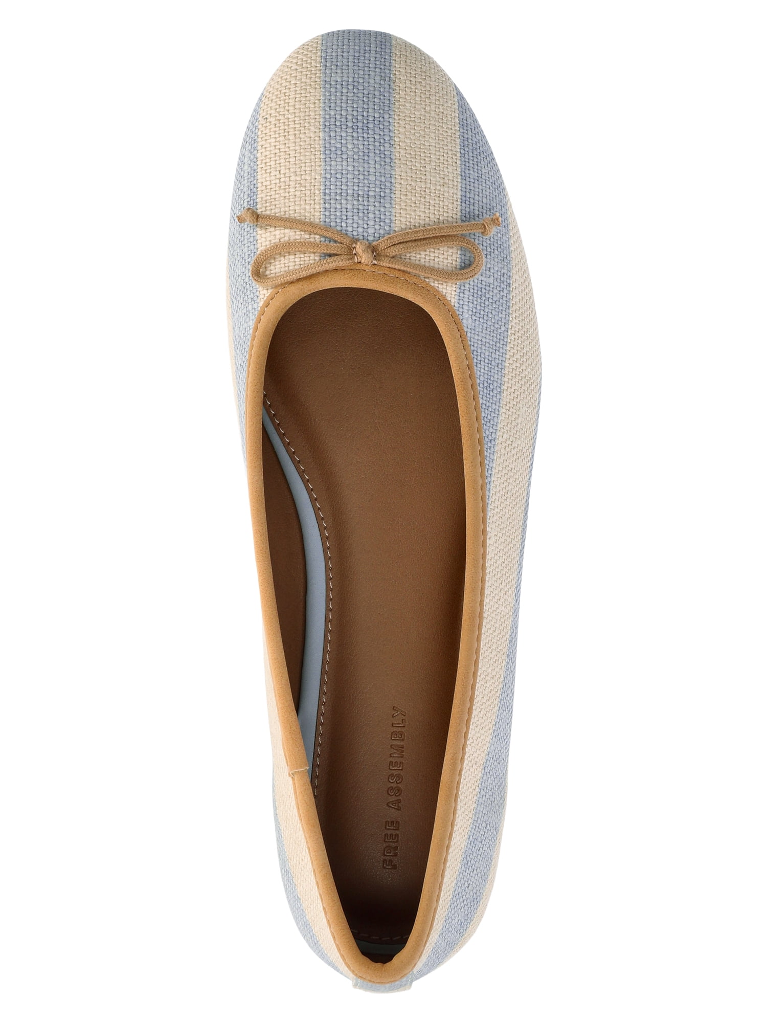 Free Assembly Women's Raffia Striped Ballet Flats with Bow