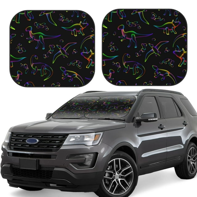 Wukai Dinosaur Car Front Windshield Sun Shade,Sun Visor Shield Block Automotive Interior Protector Blocks UV Rays-Small