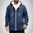 thumbnail image 2 of Mrmaere Men's Hooded Zip-Up Jacket Lined Adjustable Drawstring Warm Outerwear for Daily & Leisure Wear Dark Blue S, 2 of 5