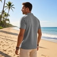 thumbnail image 5 of Mens Casual Shirts Summer Short Sleeve Solid Color Polos Daily Comfort Classic Collared Shirt for Big and Tall, 5 of 8