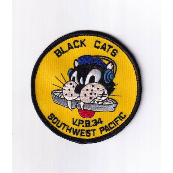VPB-34 Black Cats Patch  Sew On, 3.5
