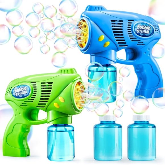 Bubble Guns JOYIN 2 con solución de recarga de burbujas para 2 botellas