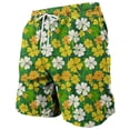 thumbnail image 2 of UVEASISHA Mens St. Patrick's Day Beach Shorts Lucky Clover Printed Surfing Board Shorts Drawstring Waist Casual Big and Tall Swim Trunks with Pockets Green L, 2 of 6