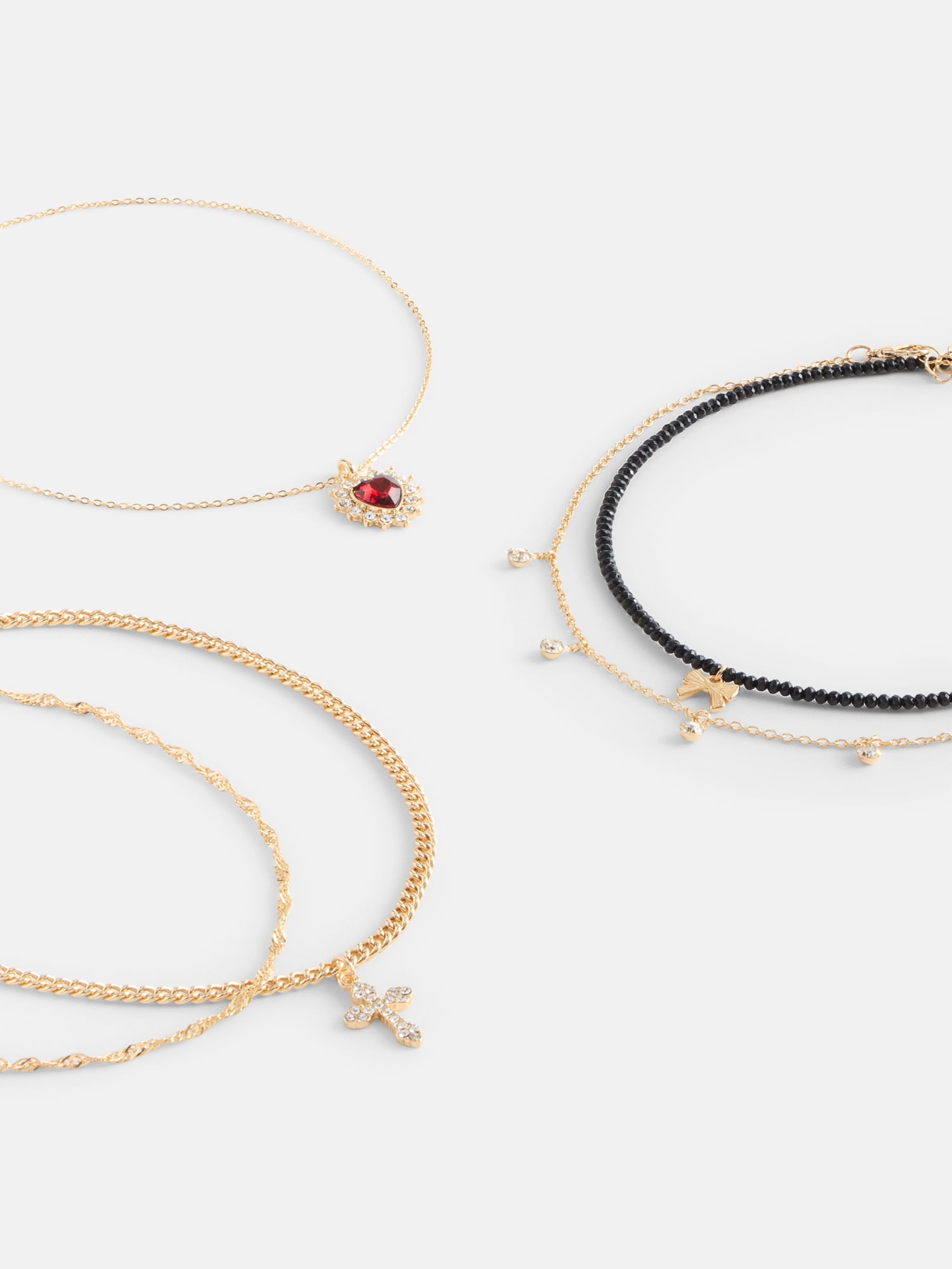 No Boundaries Women's Gold Tone Choker Necklace Set, 5 Piece