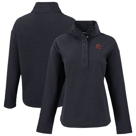 Women s Cutter & Buck Black Sacramento River Cats Hunts Point Eco Textured Fleece Recycled Half-Snap Sweatshirt