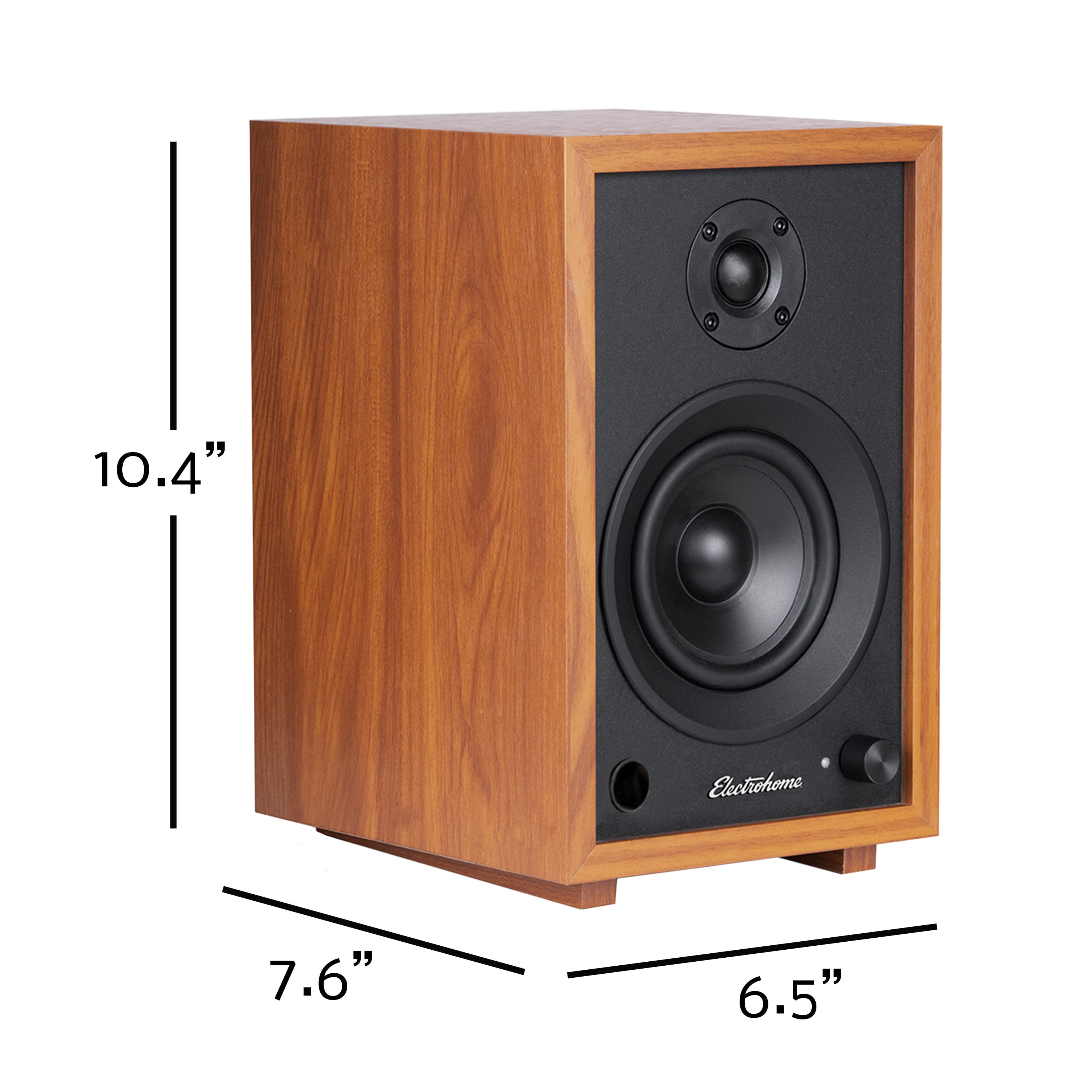 Electrohome McKinley 2.0 Stereo Powered Bookshelf Speakers with Built-in Amplifier and 4" Drivers for Turntable, TV, PC and Wireless Music Streaming featuring Bluetooth 5, RCA and Aux (EB30)