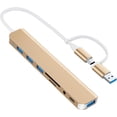 thumbnail image 1 of Adaptador multipuerto USB C/USB Hub, concentrador USB 3.0 de aluminio 8 en 1, divisor USB con lector de tarjetas SD/TF, 1 x USB 3.0, 3 x USB 2.0, 1 x USB C y salida de audio de 3.5mm para  Pro, 1 of 8