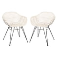 thumbnail image 4 of SAFAVIEH Jadis Modern Glam Leather Woven Dining Chair, White/Grey, Set of 2, 4 of 12