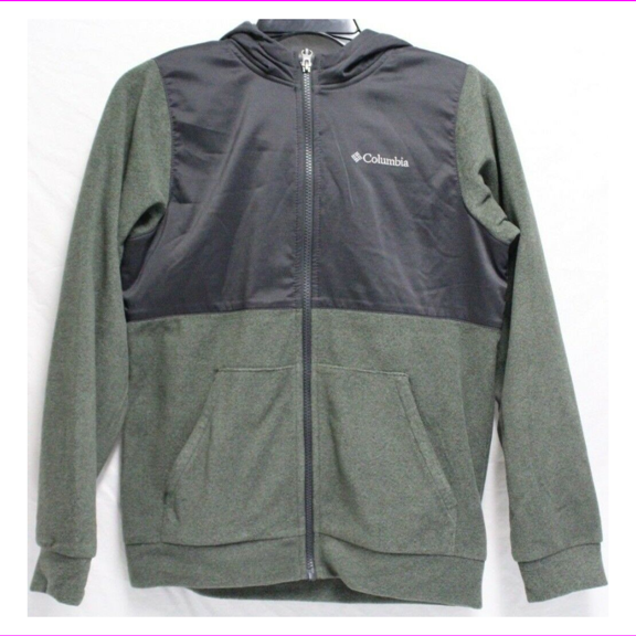 Columbia Boy's Full Zip Hoodie Fleece Jacket XS/Cypress Heather/Shark