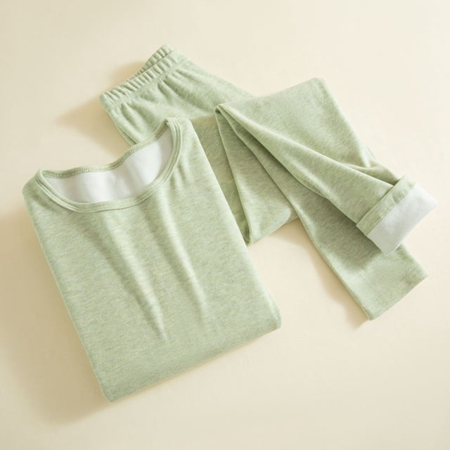 Warop Ensemble de sous-Vêtements Thermiques pour Femmes 2 Pcs, Haut à Manches Longues à Col Rond en Molleton de Velours et Pantalon, Protection Chaude par Temps Froid pour Superposition en Automne et en Hiver