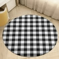 thumbnail image 2 of Plaid White Black Round Area Rugs for Bedroom Living Room, 2FT Soft Comfy Indoor Circle Carpets, Carpet Home Decor Floor Mat, 2 of 6