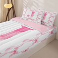 thumbnail image 3 of Homewish Pink Ribbon Bows Zipper Twin Comforter Sets with Fitted Sheet and 2 Pillowcases,Princess Bowtie Monogrammed J Theme Zipper Bedding Set For Kids,Pink Reversible,4 Pieces, 3 of 7