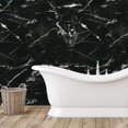 thumbnail image 3 of Dundee Deco UV Marble Wall Panels – Perfect for Accent Walls, Bathrooms, Kitchens, and Living Spaces - Black, White Veins - Sample 6" x 6", 3 of 7