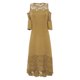 thumbnail image 4 of ICHUANYI Clearance Plus Size Women Sexy Ruffle Strapless Splicing Lace Splicing Short Sleeve Dress(Khaki, XL) ICHUANYI WER2023080802797, 4 of 7
