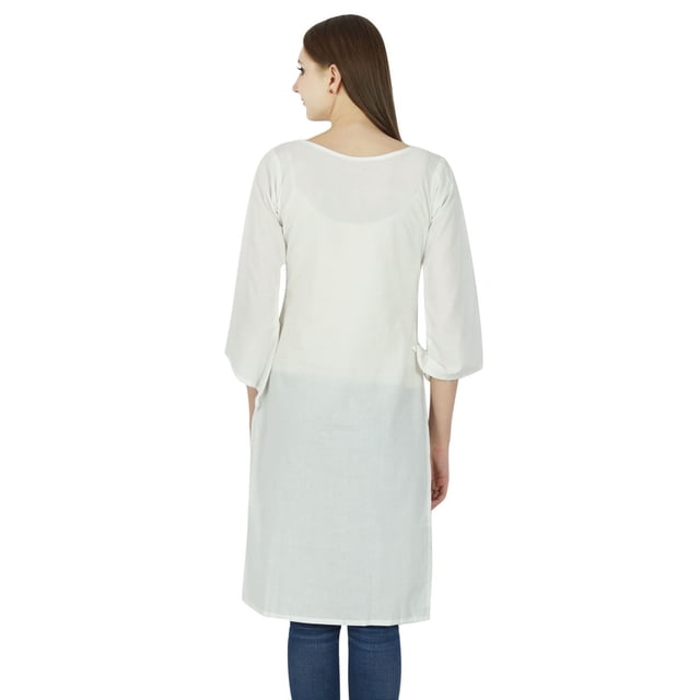 Kurta Ethnique Bollywood Designer Femme Coton Kurti Uni Haut Tunique Robe Décontractée
